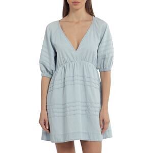 Avec Les Filles Women's Juniors Babydoll Puff Sleeve Dress